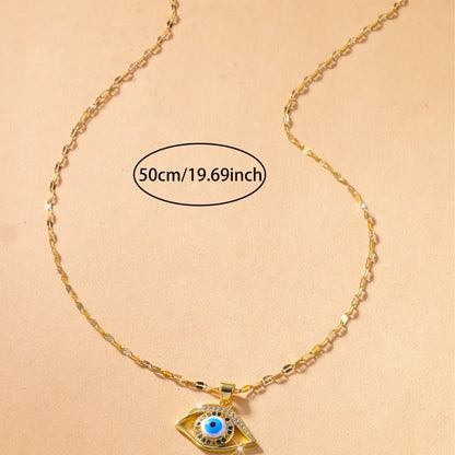 Wholesale Jewelry IG Style Shiny Eye Titanium Steel Zircon Hollow Out Inlay Pendant Necklace