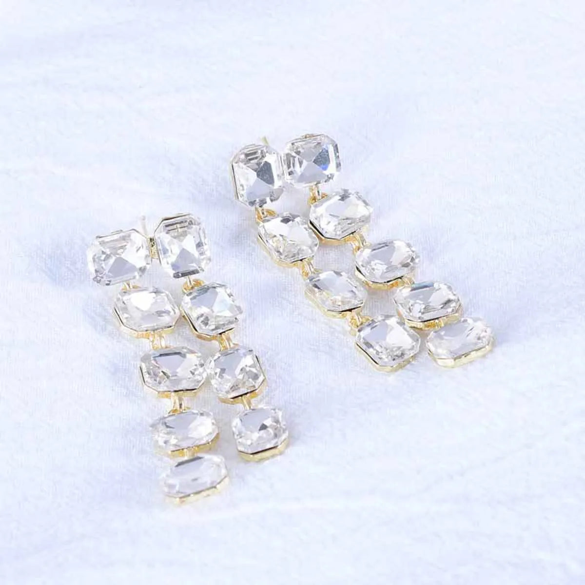 Wholesale Jewelry Ig Style Shiny Square Alloy Rhinestones Plating Inlay Drop Earrings