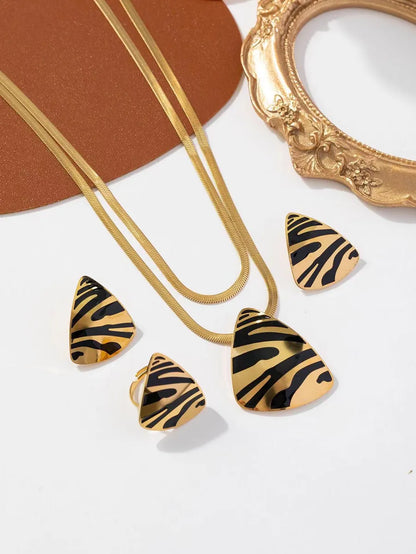 Wholesale Jewelry IG Style Simple Style Artistic Zebra 201 Stainless Steel Rings Earrings Necklace