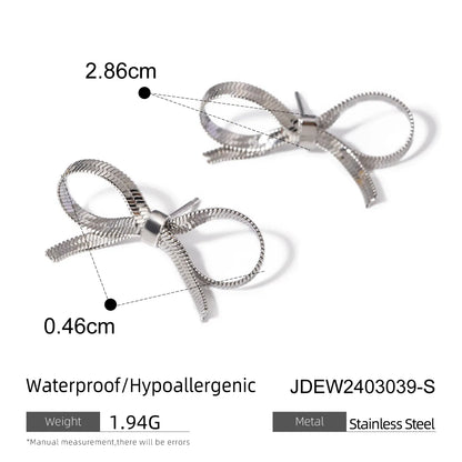 Wholesale Jewelry IG Style Simple Style Bow Knot 304 Stainless Steel 18K Gold Plated Bracelets Earrings Necklace