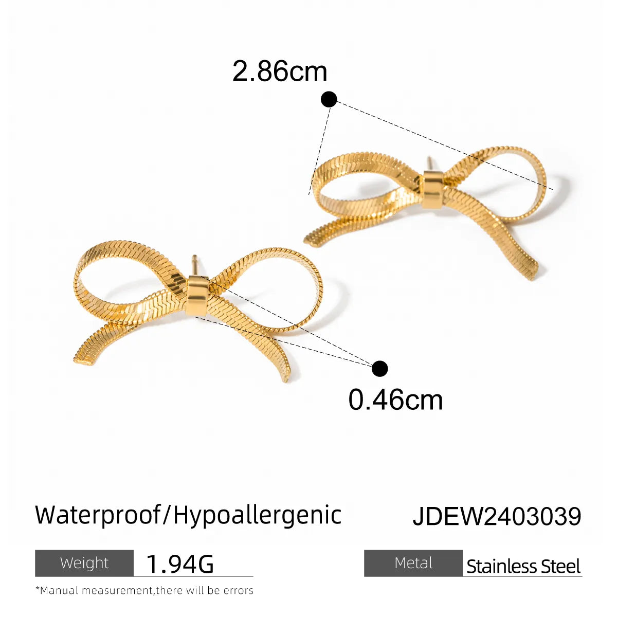 Wholesale Jewelry IG Style Simple Style Bow Knot 304 Stainless Steel 18K Gold Plated Bracelets Earrings Necklace