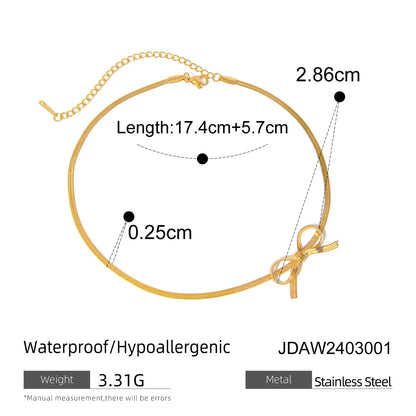 Wholesale Jewelry IG Style Simple Style Bow Knot 304 Stainless Steel 18K Gold Plated Bracelets Earrings Necklace