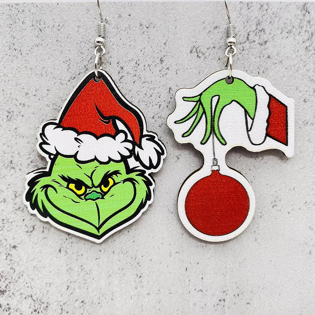 Wholesale Jewelry Ig Style Simple Style Cartoon Christmas Hat Monster Wood Drop Earrings