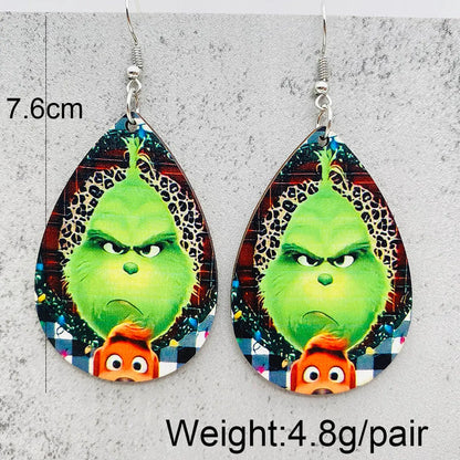 Wholesale Jewelry Ig Style Simple Style Cartoon Christmas Hat Monster Wood Drop Earrings