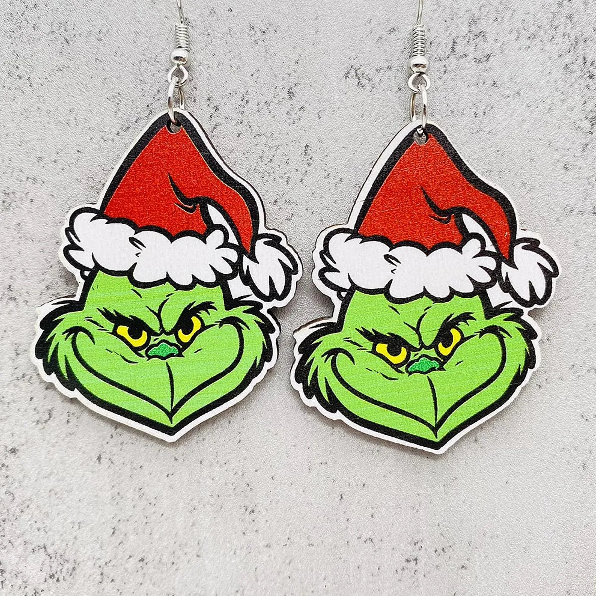 Wholesale Jewelry Ig Style Simple Style Cartoon Christmas Hat Monster Wood Drop Earrings