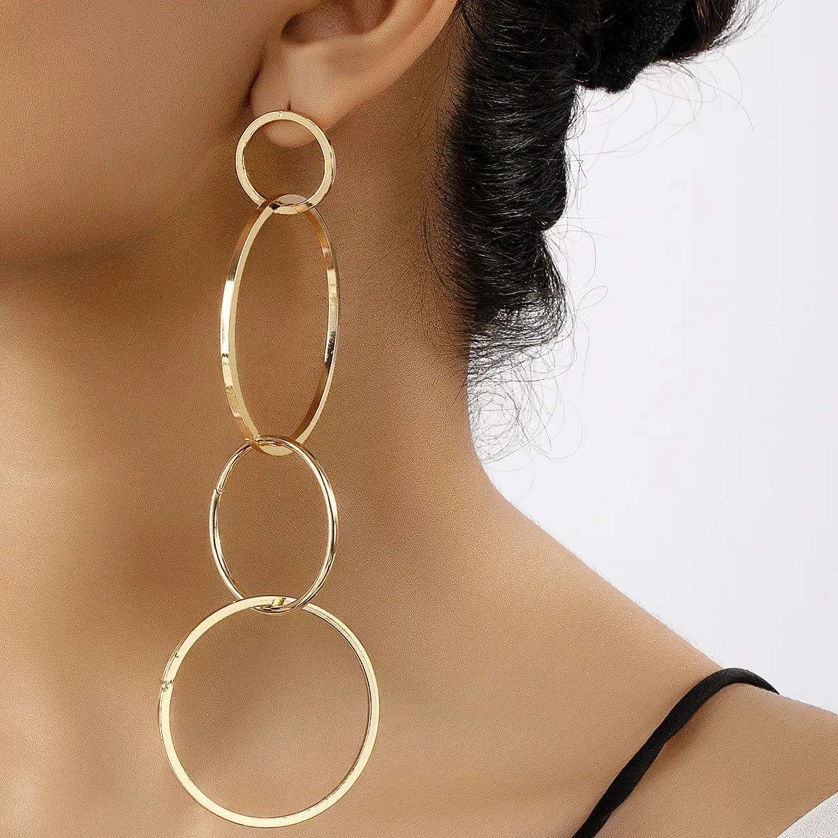 1 Pair Ig Style Simple Style Circle Plating Metal Drop Earrings