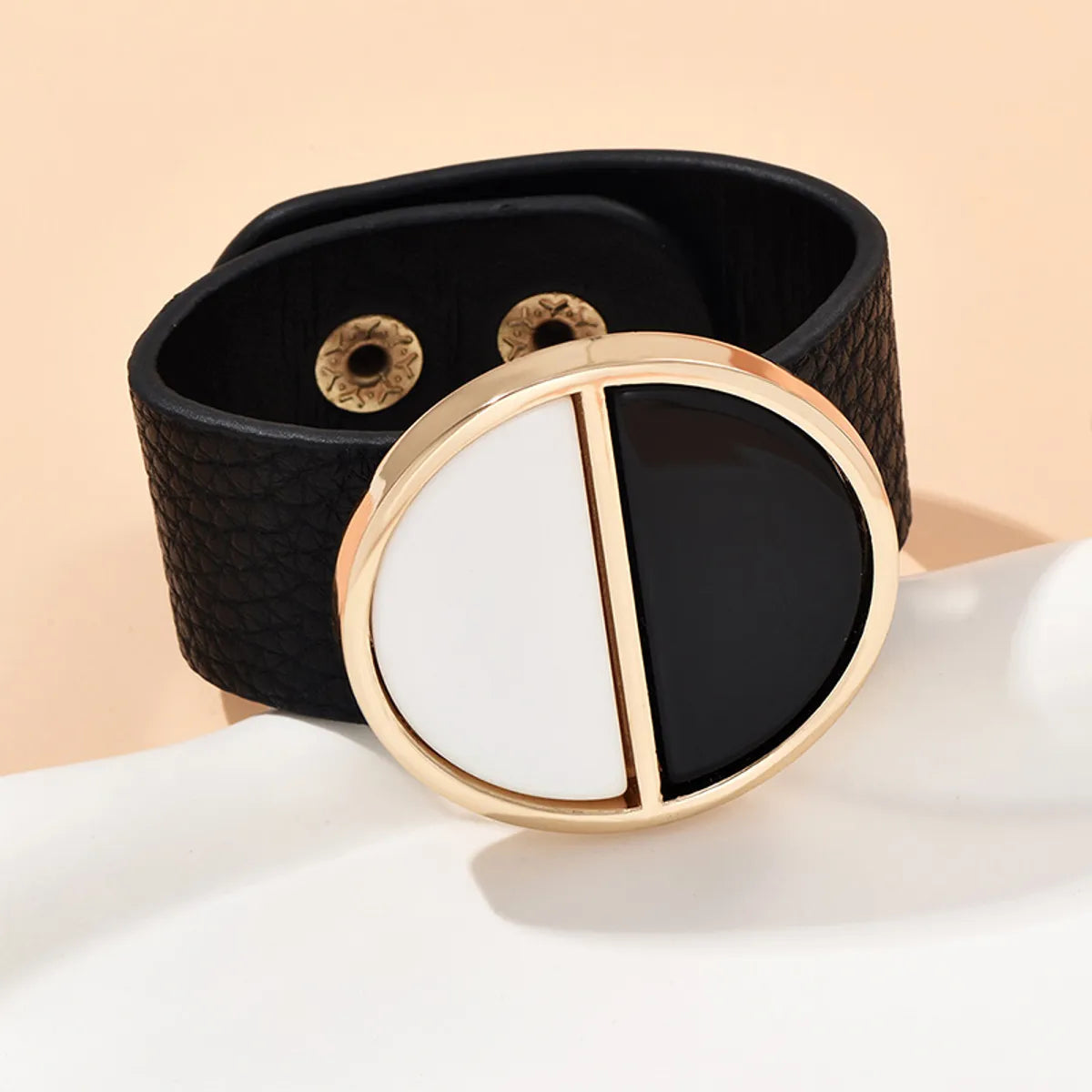 Wholesale Jewelry IG Style Simple Style Color Block Pu Leather Plating Bangle