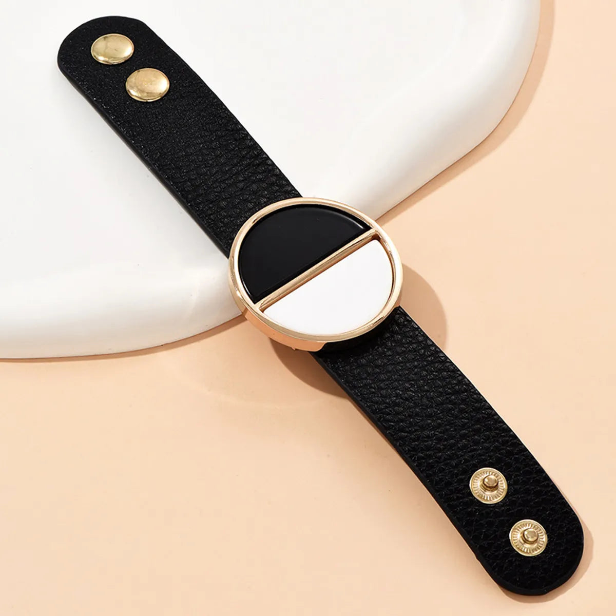 Wholesale Jewelry IG Style Simple Style Color Block Pu Leather Plating Bangle