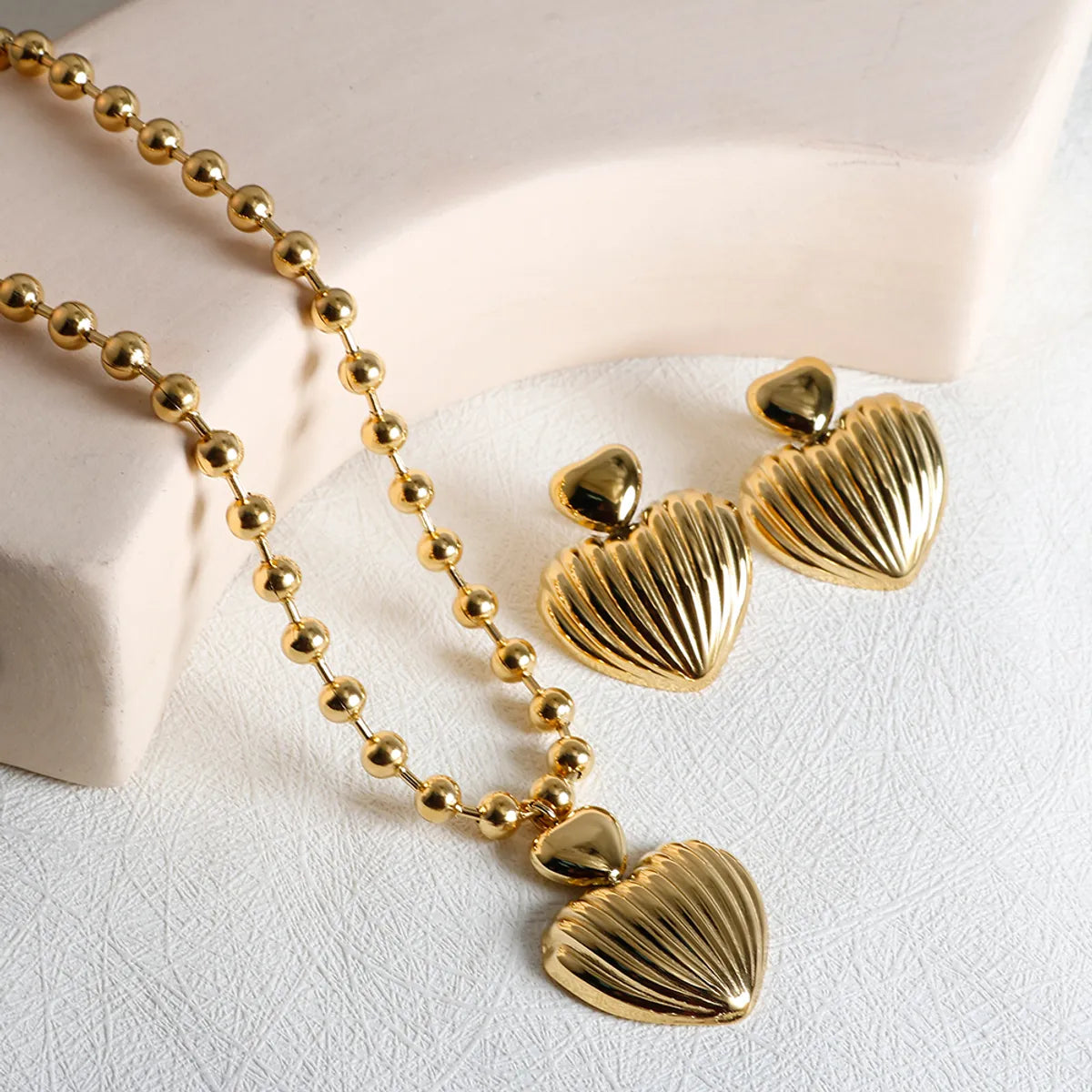 Wholesale Jewelry IG Style Simple Style Commute Heart Shape 304 Stainless Steel Earrings Necklace