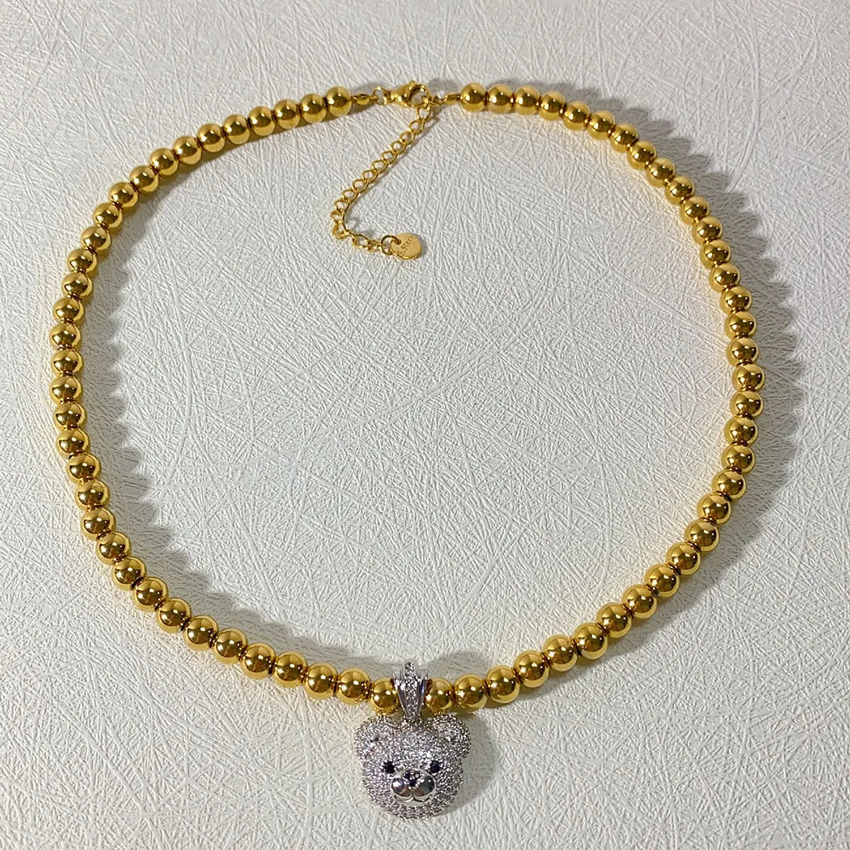 Wholesale Jewelry IG Style Simple Style Commute Little Bear 304 Stainless Steel Zircon Beaded Inlay Pendant Necklace