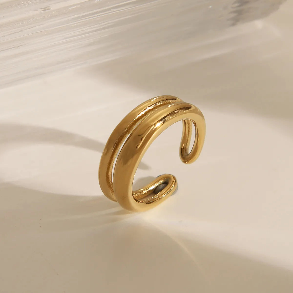 Wholesale Jewelry IG Style Simple Style Commute Solid Color 304 Stainless Steel 18K Gold Plated Open Rings