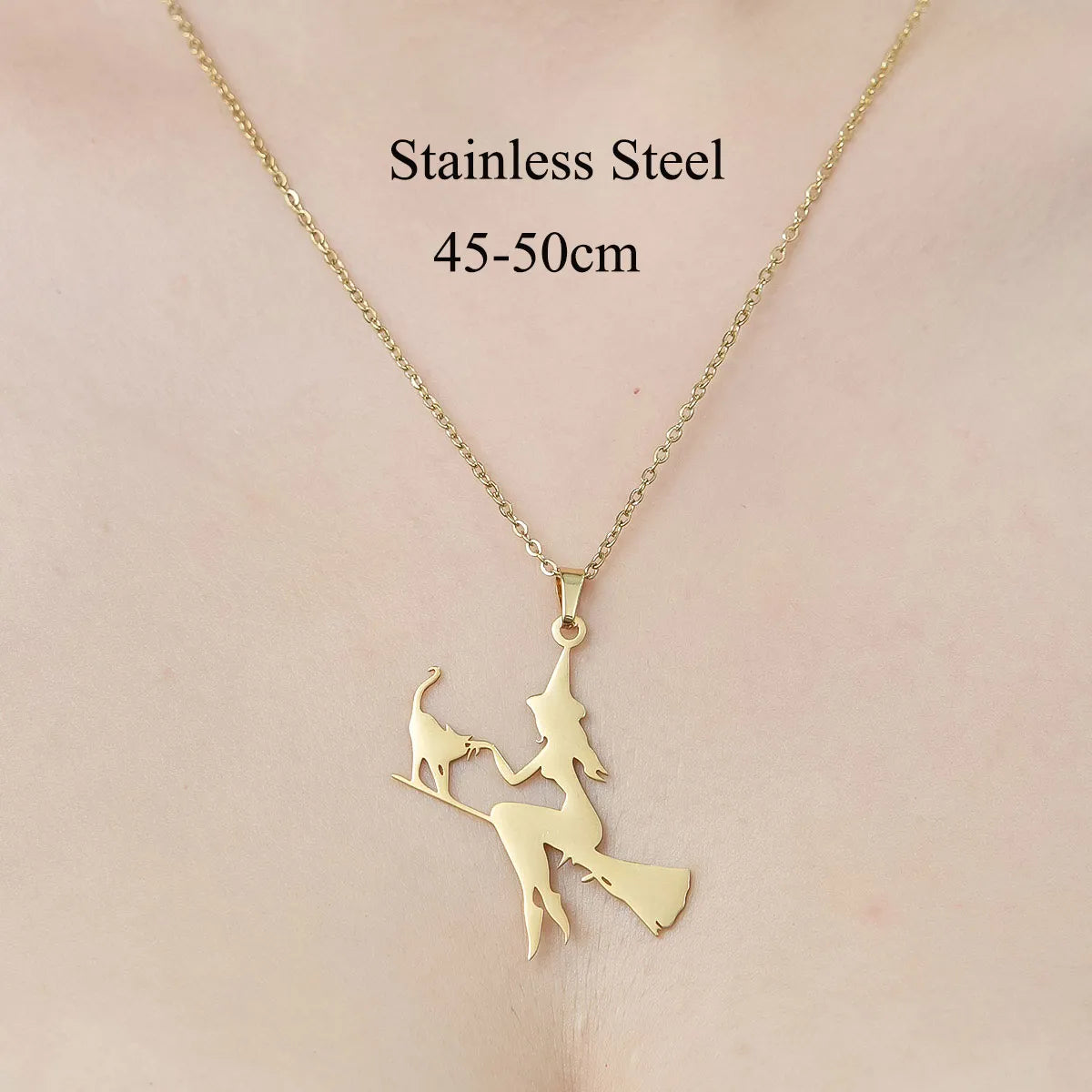 Wholesale Jewelry IG Style Simple Style Cross Sector Moon 201 Stainless Steel 18K Gold Plated Polishing Hollow Out Pendant Necklace