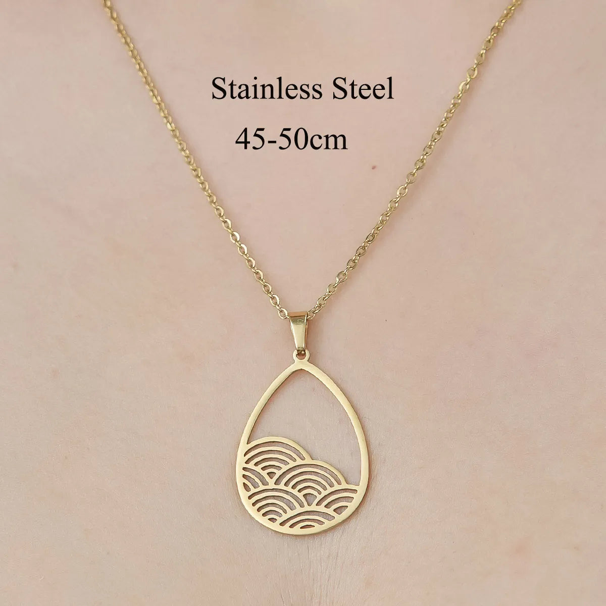 Wholesale Jewelry IG Style Simple Style Cross Sector Moon 201 Stainless Steel 18K Gold Plated Polishing Hollow Out Pendant Necklace