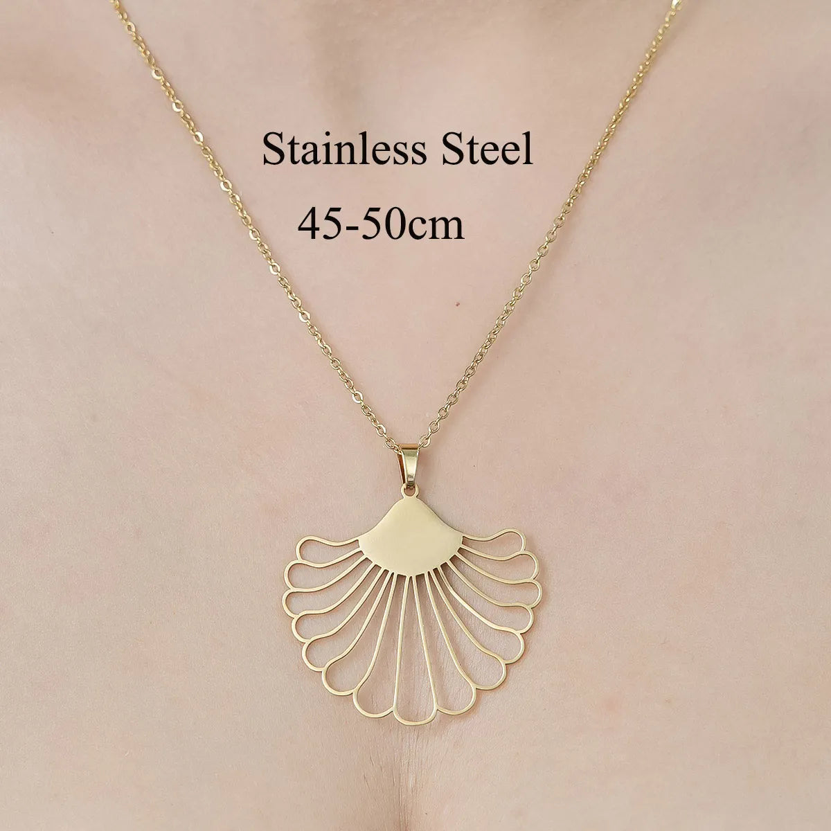 Wholesale Jewelry IG Style Simple Style Cross Sector Moon 201 Stainless Steel 18K Gold Plated Polishing Hollow Out Pendant Necklace