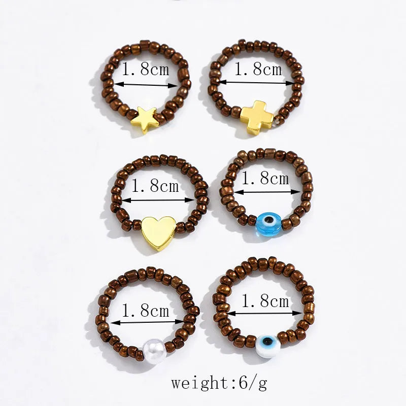 Wholesale Jewelry IG Style Simple Style Devil'S Eye Star Heart Shape Beaded Rings