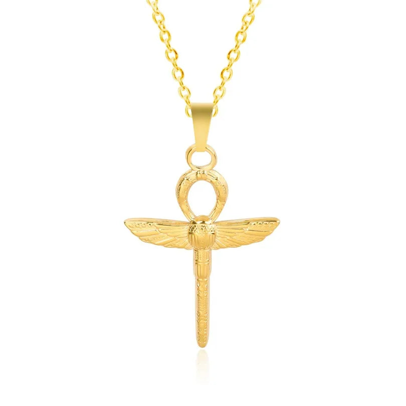 Wholesale Jewelry IG Style Simple Style Dragonfly 304 Stainless Steel 18K Gold Plated Plating Pendant Necklace Necklace Pendant