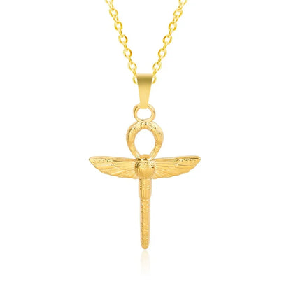 Wholesale Jewelry IG Style Simple Style Dragonfly 304 Stainless Steel 18K Gold Plated Plating Pendant Necklace Necklace Pendant