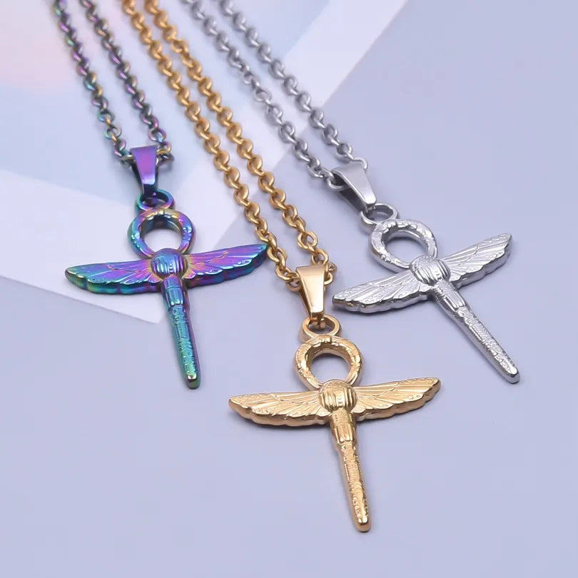 Wholesale Jewelry IG Style Simple Style Dragonfly 304 Stainless Steel 18K Gold Plated Plating Pendant Necklace Necklace Pendant