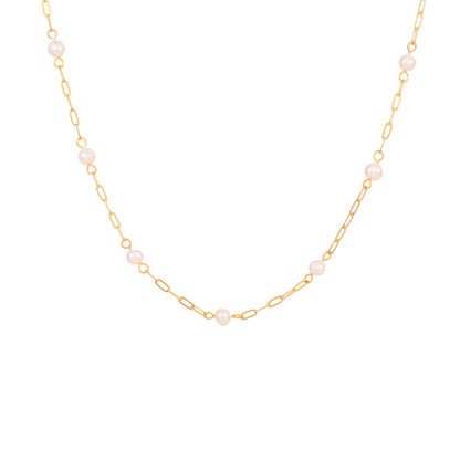 Wholesale Jewelry IG Style Simple Style Geometric 316L Stainless Steel  Freshwater Pearl 18K Gold Plated Necklace