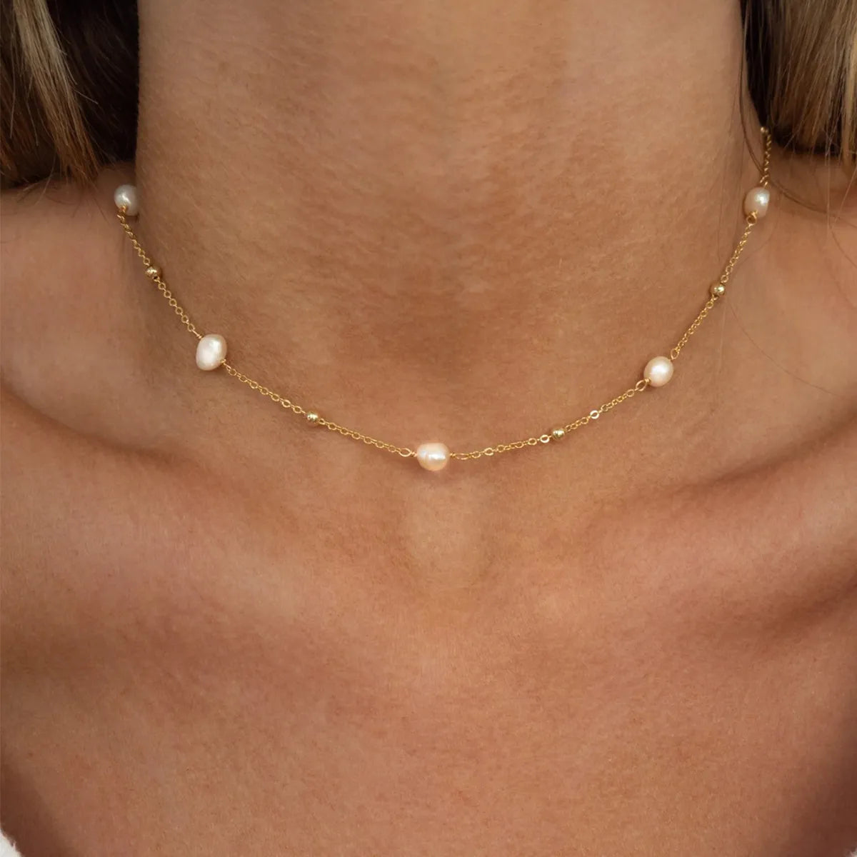 Wholesale Jewelry IG Style Simple Style Geometric 316L Stainless Steel  Freshwater Pearl 18K Gold Plated Necklace