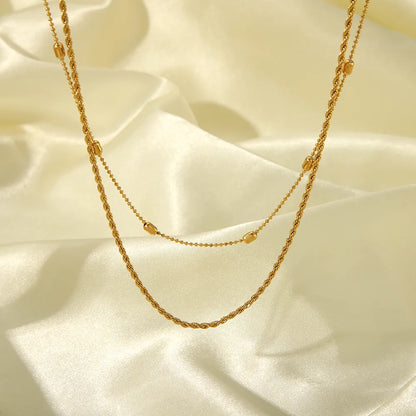 Wholesale Jewelry IG Style Simple Style Geometric Solid Color 201 Stainless Steel 304 Stainless Steel 18K Gold Plated Double Layer Necklaces