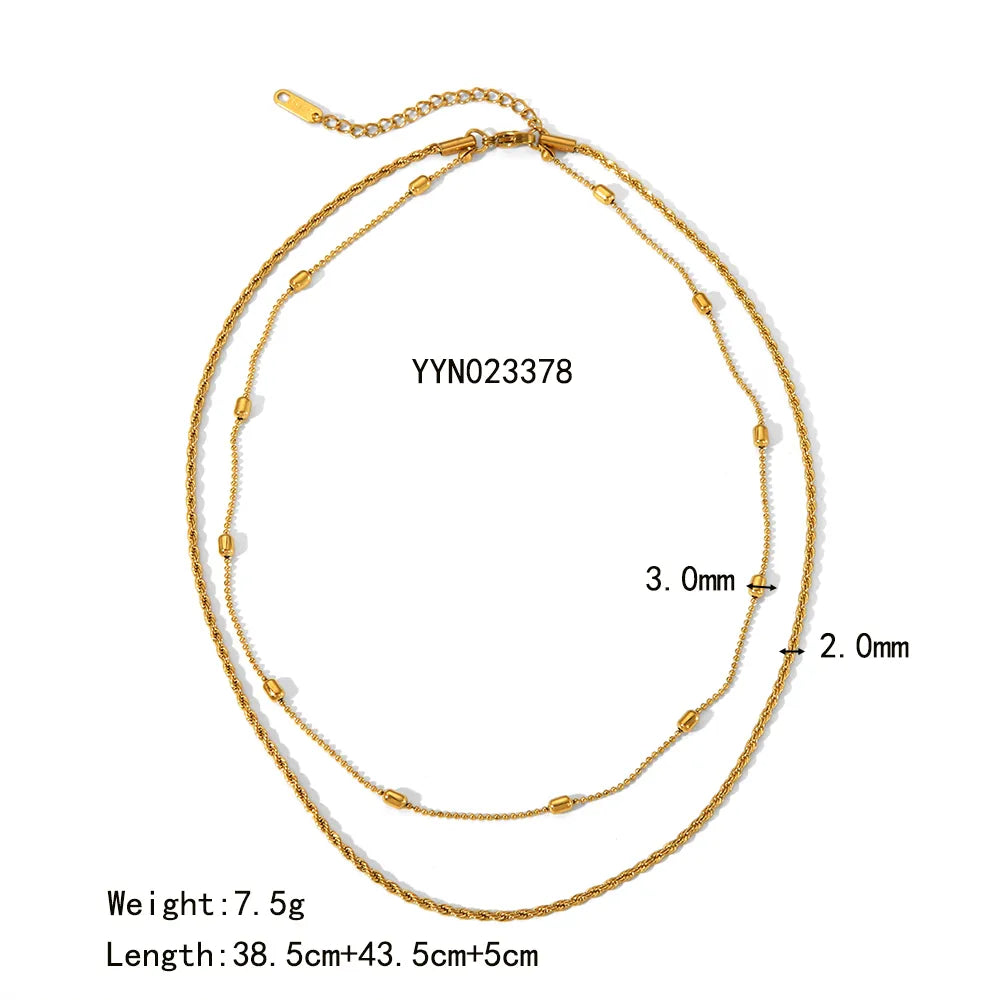 Wholesale Jewelry IG Style Simple Style Geometric Solid Color 201 Stainless Steel 304 Stainless Steel 18K Gold Plated Double Layer Necklaces