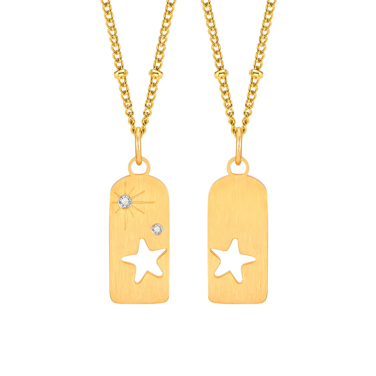 Wholesale Jewelry IG Style Simple Style Geometric Star 201 Stainless Steel Zircon 18K Gold Plated Hollow Out Inlay Pendant Necklace