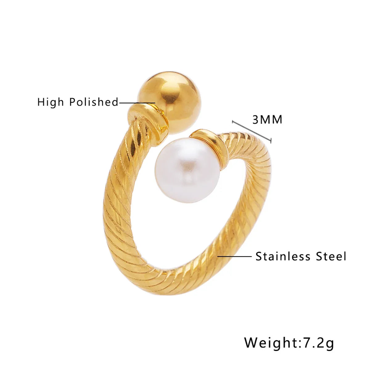 Wholesale Jewelry IG Style Simple Style Geometric Titanium Steel Pearl Zircon Inlay Rings