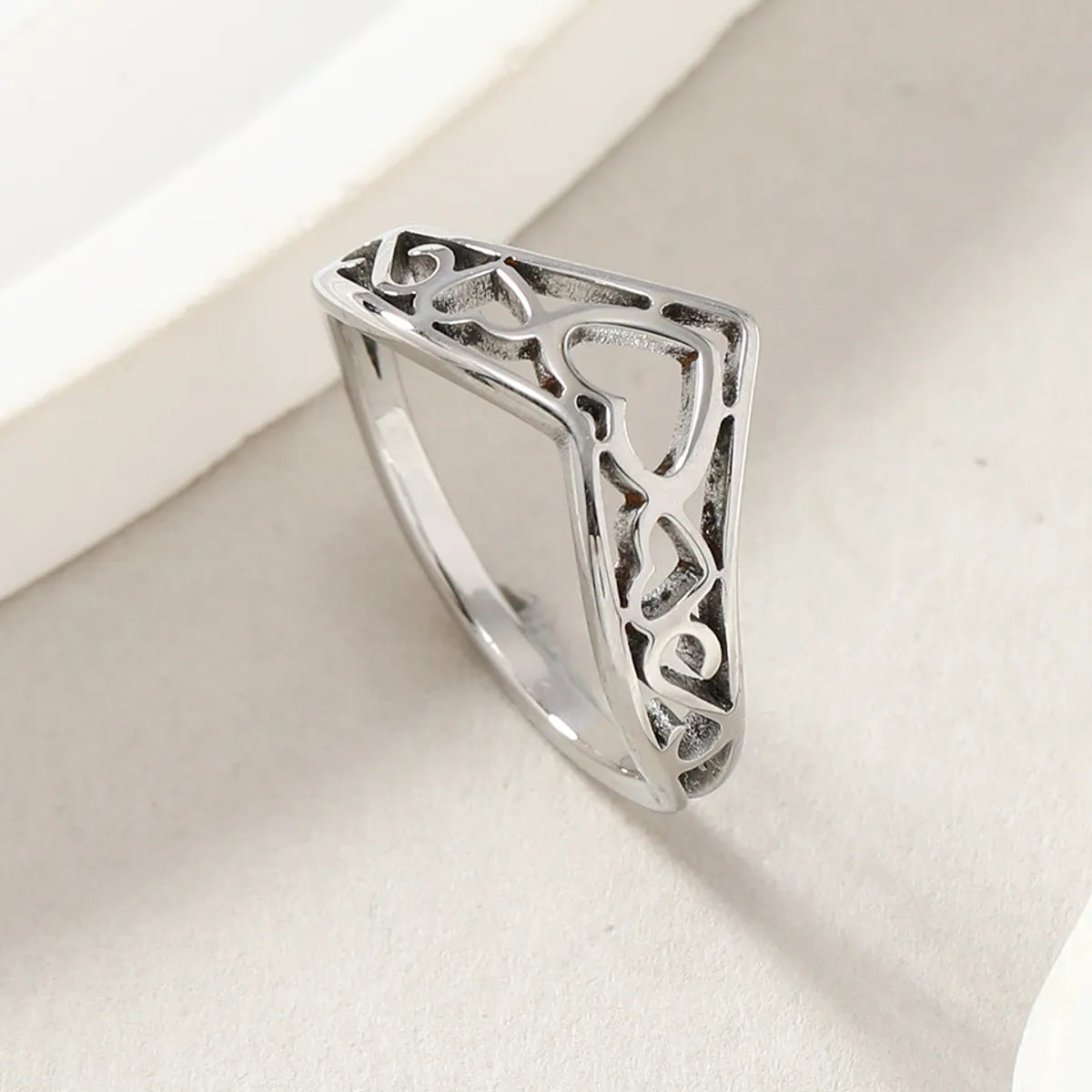 Wholesale Jewelry IG Style Simple Style Heart Shape 201 Stainless Steel Hollow Out Rings