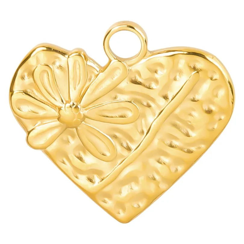 Wholesale Jewelry IG Style Simple Style Heart Shape Flower 304 Stainless Steel 18K Gold Plated Pendant Necklace Necklace Pendant