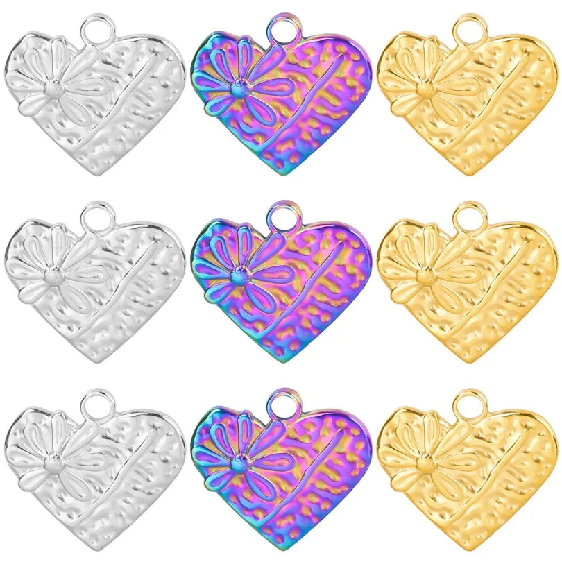 Wholesale Jewelry IG Style Simple Style Heart Shape Flower 304 Stainless Steel 18K Gold Plated Pendant Necklace Necklace Pendant