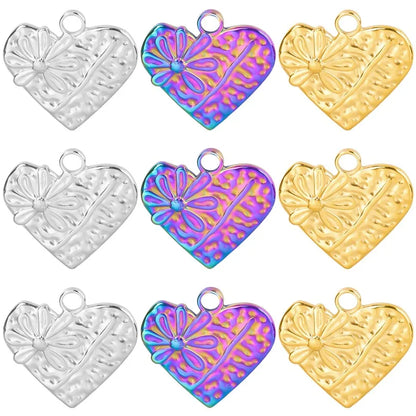 Wholesale Jewelry IG Style Simple Style Heart Shape Flower 304 Stainless Steel 18K Gold Plated Pendant Necklace Necklace Pendant