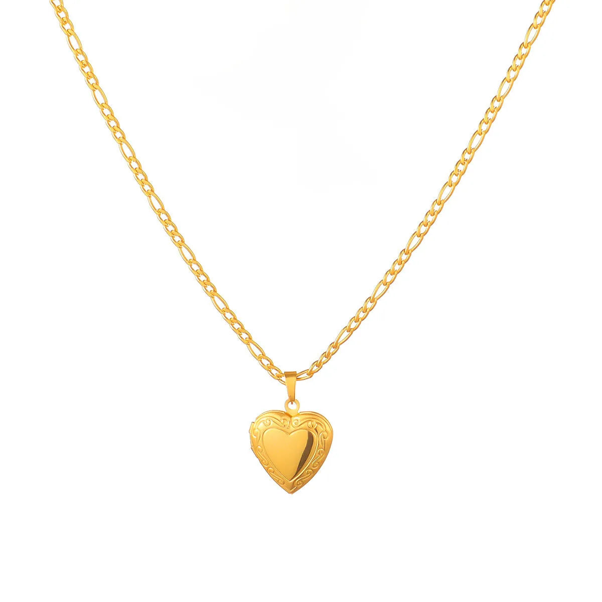 Wholesale Jewelry IG Style Simple Style Heart Shape Titanium Steel Pendant Necklace Locket Necklace