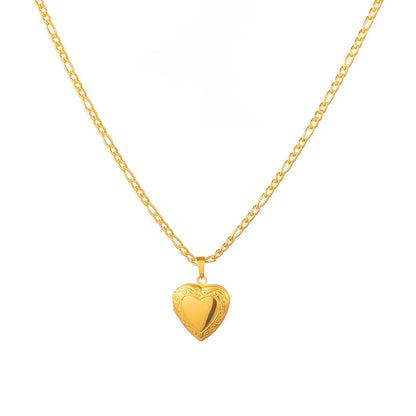 Wholesale Jewelry IG Style Simple Style Heart Shape Titanium Steel Pendant Necklace Locket Necklace