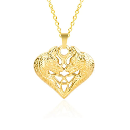 Wholesale Jewelry IG Style Simple Style Heart Shape Wolf 304 Stainless Steel 18K Gold Plated Hollow Out Pendant Necklace Necklace Pendant