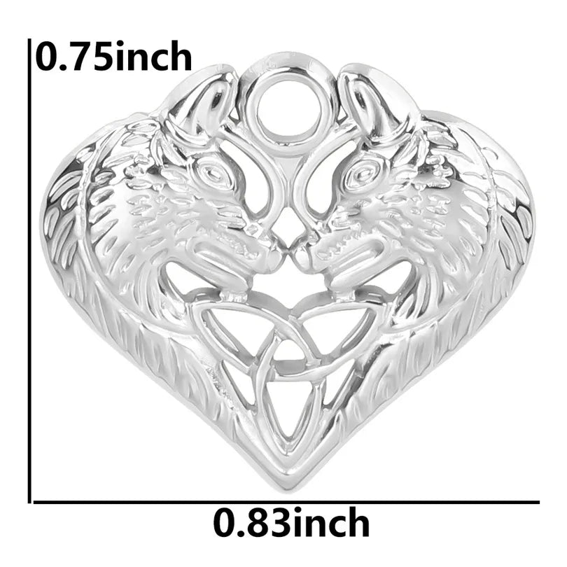 Wholesale Jewelry IG Style Simple Style Heart Shape Wolf 304 Stainless Steel 18K Gold Plated Hollow Out Pendant Necklace Necklace Pendant