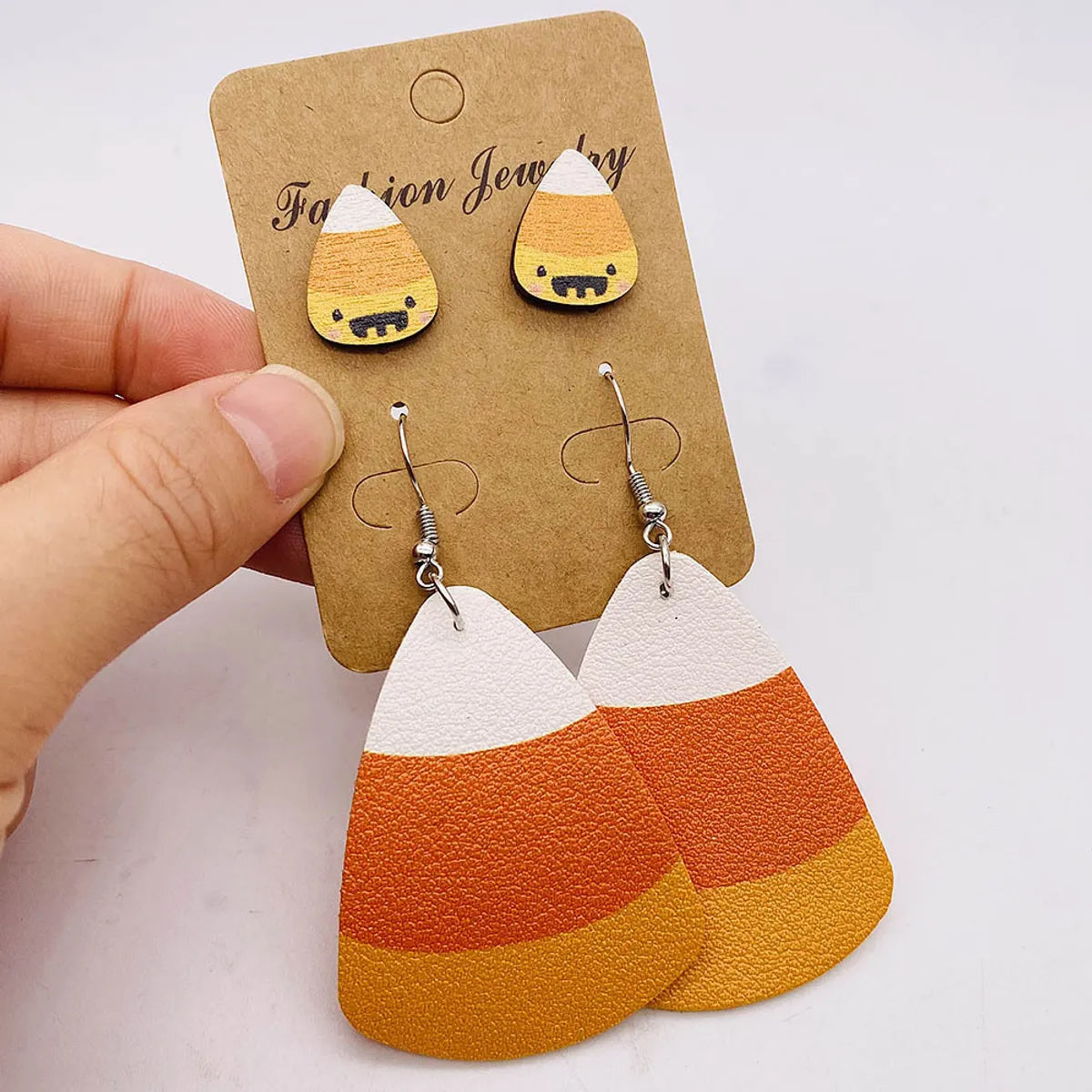 Wholesale Jewelry Ig Style Simple Style Pumpkin Cartoon Water Droplets Pu Leather Drop Earrings