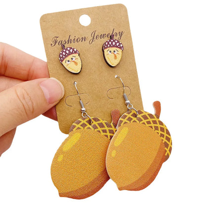 Wholesale Jewelry Ig Style Simple Style Pumpkin Cartoon Water Droplets Pu Leather Drop Earrings