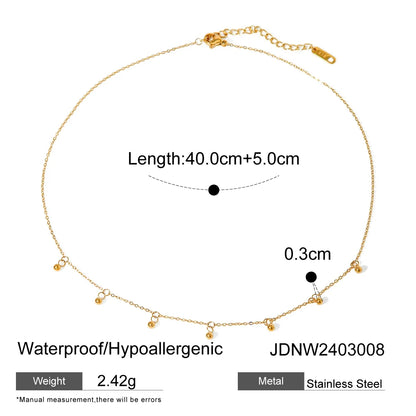 Wholesale Jewelry IG Style Simple Style Round 304 Stainless Steel 18K Gold Plated Necklace