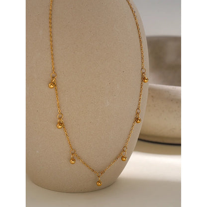 Wholesale Jewelry IG Style Simple Style Round 304 Stainless Steel 18K Gold Plated Necklace