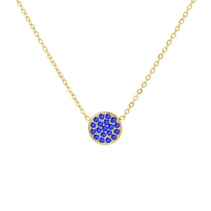 Wholesale Jewelry IG Style Simple Style Round 304 Stainless Steel Zircon 14K Gold Plated Inlay Necklace