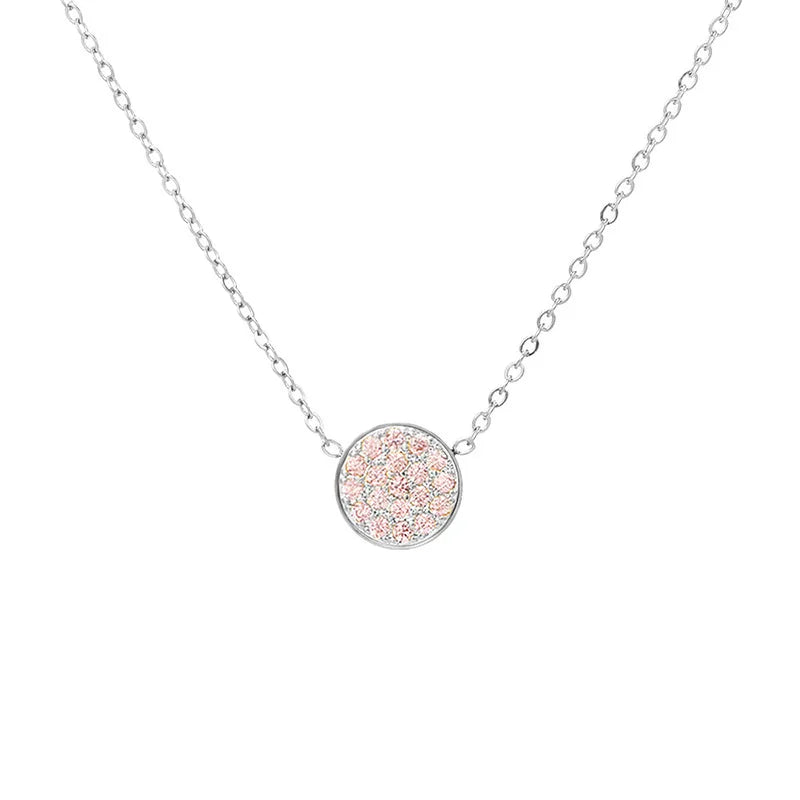 Wholesale Jewelry IG Style Simple Style Round 304 Stainless Steel Zircon 14K Gold Plated Inlay Necklace