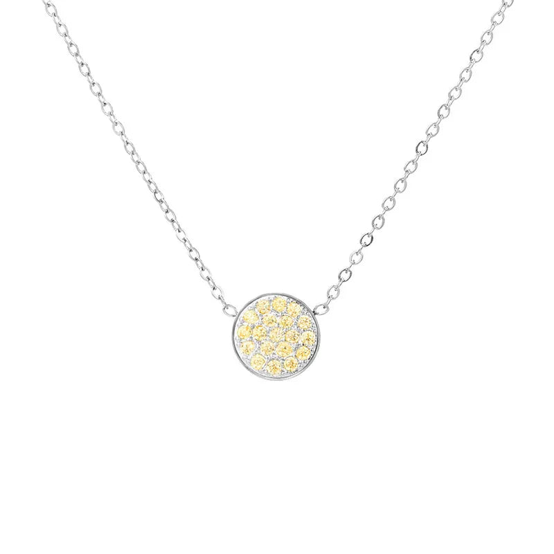 Wholesale Jewelry IG Style Simple Style Round 304 Stainless Steel Zircon 14K Gold Plated Inlay Necklace