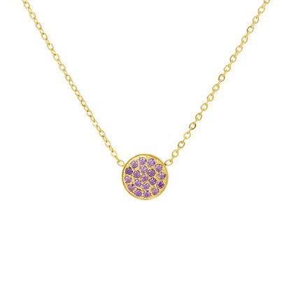 Wholesale Jewelry IG Style Simple Style Round 304 Stainless Steel Zircon 14K Gold Plated Inlay Necklace