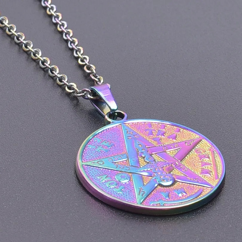 Wholesale Jewelry IG Style Simple Style Round Letter Star 304 Stainless Steel 18K Gold Plated Pendant Necklace Necklace Pendant