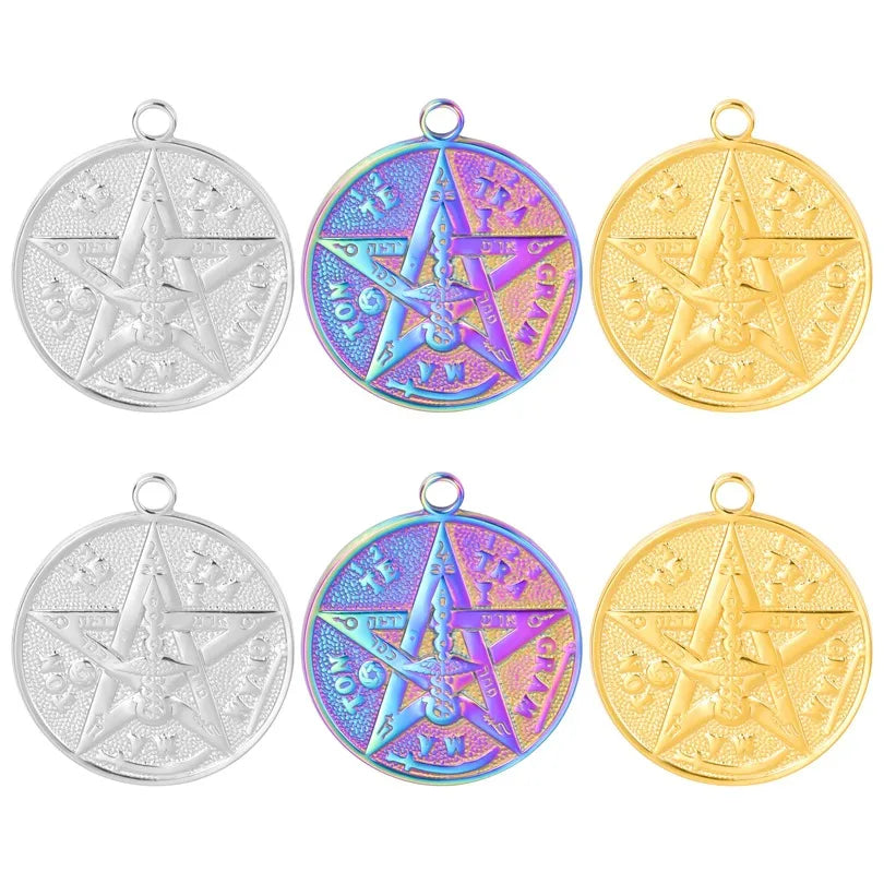 Wholesale Jewelry IG Style Simple Style Round Letter Star 304 Stainless Steel 18K Gold Plated Pendant Necklace Necklace Pendant