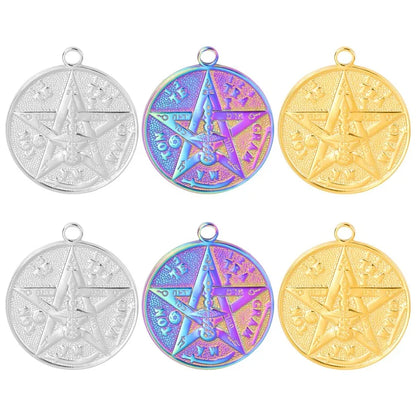 Wholesale Jewelry IG Style Simple Style Round Letter Star 304 Stainless Steel 18K Gold Plated Pendant Necklace Necklace Pendant