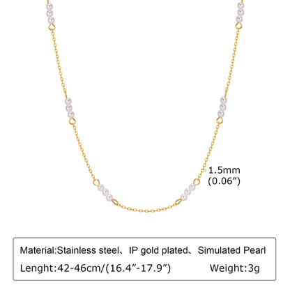 Wholesale Jewelry IG Style Simple Style Solid Color 201 Stainless Steel 18K Gold Plated Handmade Pearl Necklace