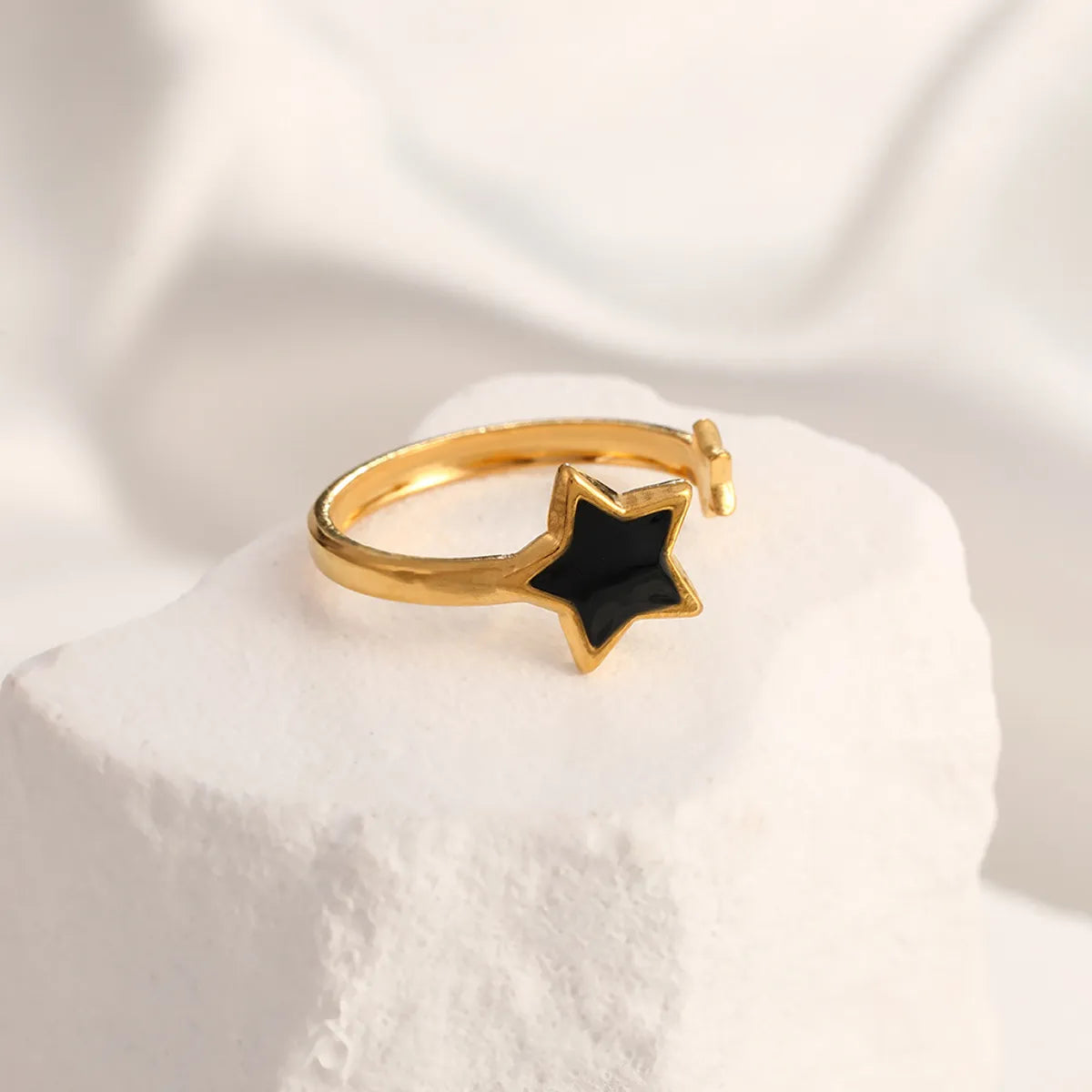 Wholesale Jewelry IG Style Simple Style Star Oval Wings 304 Stainless Steel 18K Gold Plated Enamel Open Rings