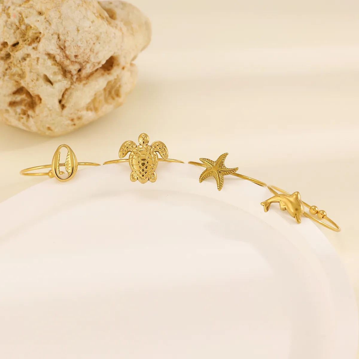 Wholesale Jewelry IG Style Simple Style Starfish Dolphin Shell 304 Stainless Steel 18K Gold Plated Toe Rings